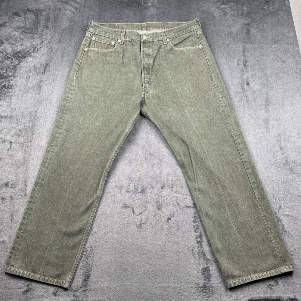 Levi's 501 Jeans Mens 38x30 Olive Green Straight Fit Button Fly Excellent